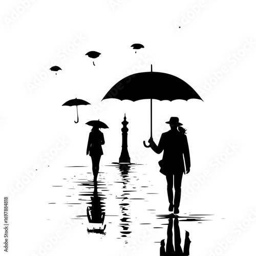 man and woman under umbrella