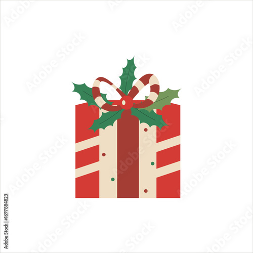 Christmas Gift Vector Flat Illustration