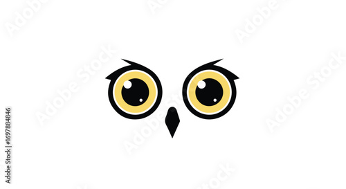 Stylized owl face design featuring prominent eyes and beak, perfect for logos and graphics, delivering a sharp simple aesthetic