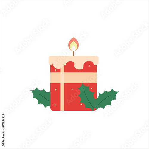 Christmas Candle Vector Flat Illustration