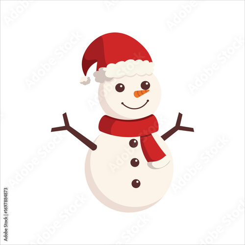 Snowman Vector Flat Illustration