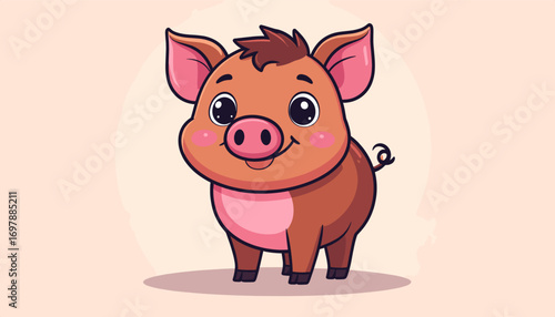 Cute baby boar cartoon character