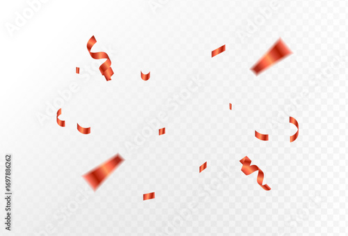 Celebratory Burst Falling Red Confetti for Festive Occasions and Joyful Moments