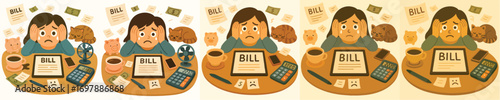 A person who is stressed because of a lot of bills.