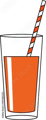Refreshing orange beverage in a clear glass with a striped straw for a cool summer drink.