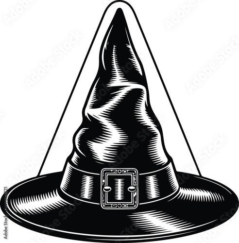 Classic witch hat with buckle, Halloween motif