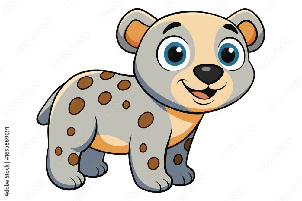 Fototapeta premium Cute Hyena Cartoon Style Animal on White Background Isolated