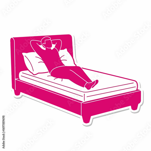 Vector art of man relaxing on a bed