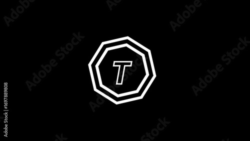 Customizing text in graphic design software b outline 2Dobjc animation. Text box monochrome linear cartoon K video