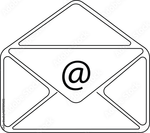 Envelope Mail Message Minimal Outline Vector Icon Isolated for Communication and Email Design