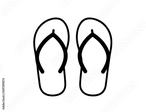 Flip flops Simple line drawing Summer footwear Beach vacation high quality professional