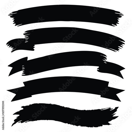 Set of modern black brush stroke banners for design