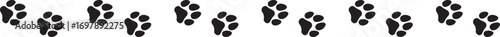 Paw vector foot trail print of cat. Dog, puppy silhouette animal diagonal tracks for t-shirts, backgrounds, patterns, websites, showcases design, greeting cards, child prints and etc.