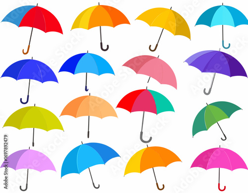 Colorful umbrellas Collection of various hues rain protection equipment sunny weather concept high quality professional