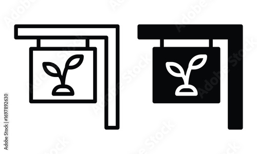 Farm signboard icon with outline and glyph style.