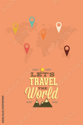Vector illustration with travel and world map