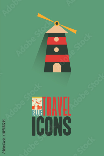 Vector illustration with travel and windmill