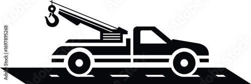 Tow truck vector icon in simple flat design style, car service assistance