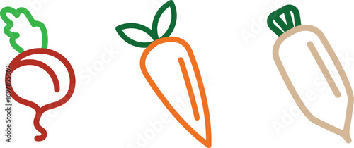 Fruit and vegetable set icon, logo isolated on white background