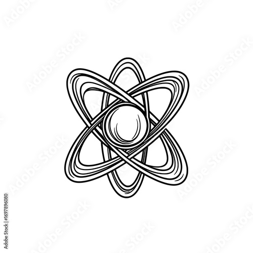 Modern biology, pharmacy, and chemistry science is represented by a logo of isolated molecules and atoms symbols in chaotic motion