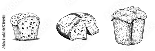 A bakery specializing in rye dough features a sketch of an isolated bread loaf as a modern brown bread bun