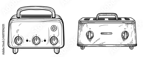 The design of a toaster icon, hand drawn for web and app applications, is now available