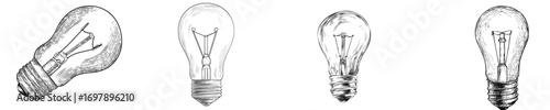The design features an idea icon set with a hand-drawn style, created for use on the web and in apps
