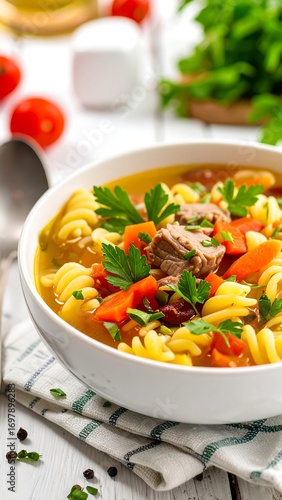 Hearty vegetable pasta soup