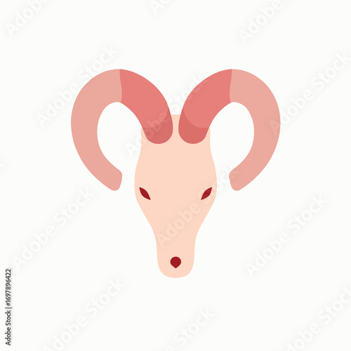 Adobe Illustrator Artwork Zodiac aries a stylized goats head with impressive horns embodying astrological power and symbolism.

