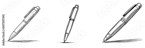 The flat symbol that represents a pen and undersign is an iconic image of signing and underwriting