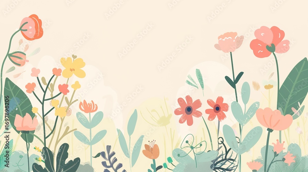 Naklejka premium Simple spring background designs, which can meet the needs of spring poster production, PPT page decoration, social media image matching, notebook materials, children's painting references, spring eve