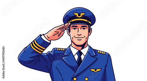 Pilot Vector Illustration – Airline Captain Saluting