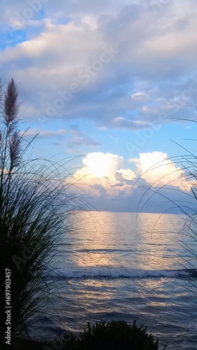 sunset over the sea, beautiful seascape end of the suumertime