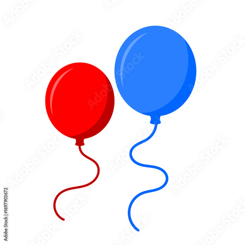 red and blue balloons on a white background