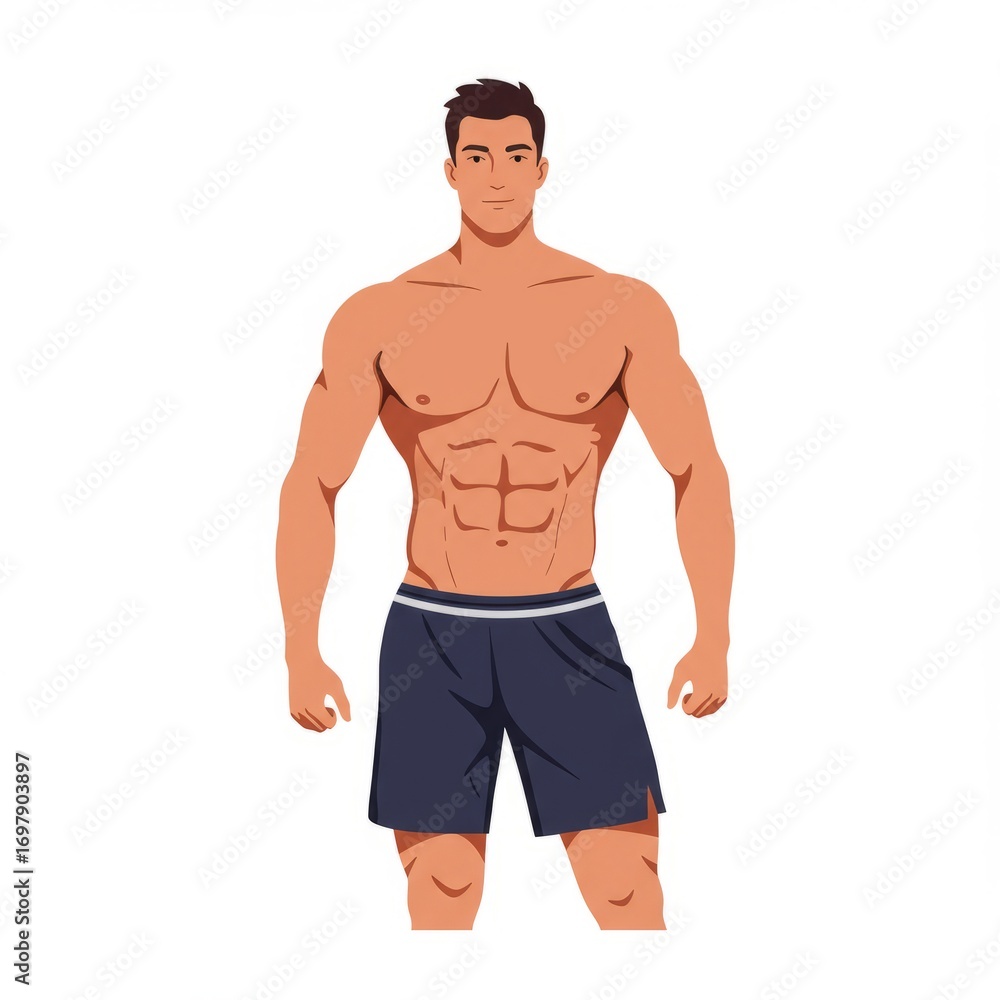 Fototapeta premium Flat design vector illustration about gym. Fitness and workout concept with people exercising, healthy lifestyle, sport activity, and training elements on white background.