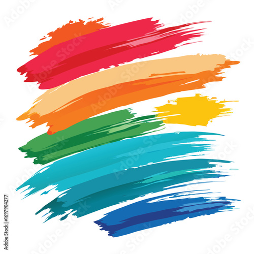Vibrant Rainbow Brush Strokes Abstract Background Design
