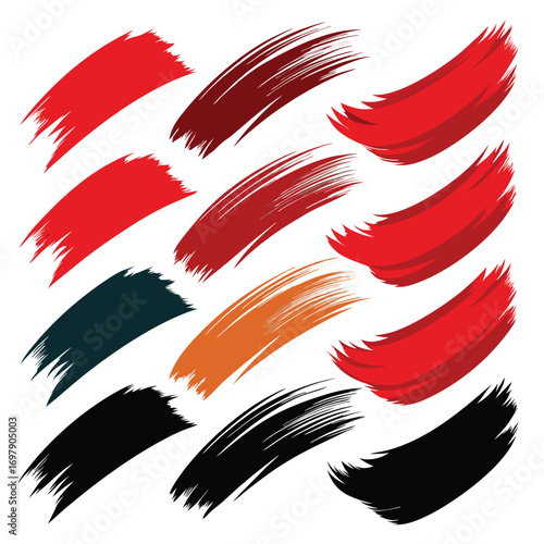 Abstract Colorful Paint Brush Strokes Vector Set for Graphic Design