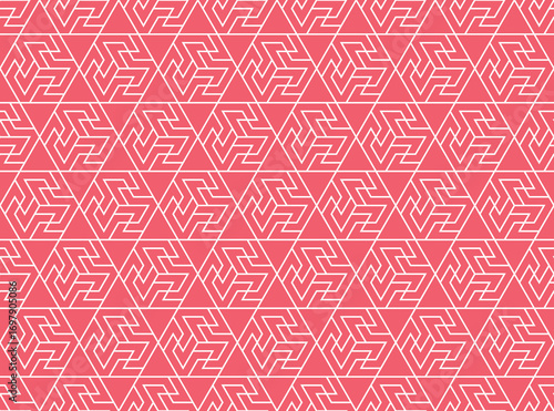 Abstract geometric pattern. A seamless vector background. White and pink ornament. Graphic modern pattern. Simple lattice graphic design