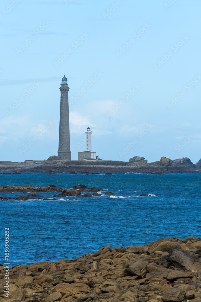 Fototapeta premium View towards Ile Vierge Lighthouse from GR34 coast path, Finistere, Brittany , France
