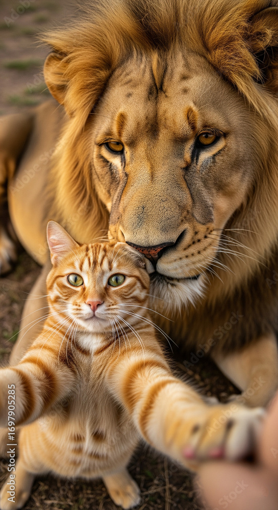 Fototapeta premium Cat with lion