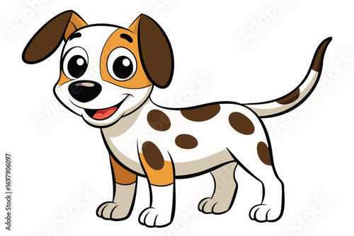 Joyful Cartoon Spotted Dog on a White Background Design