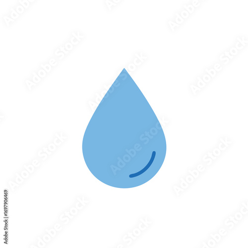 A vector illustration of a clean, blue water drop with a pure and transparent reflection