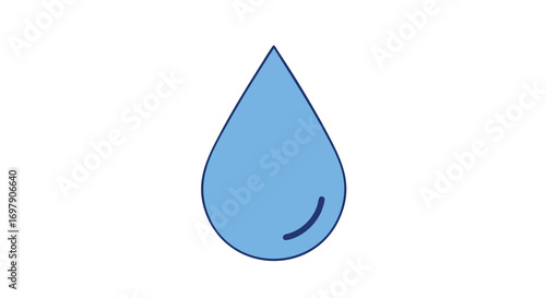 A transparent blue water droplet vector illustration symbolizing a clean and fresh pure liquid