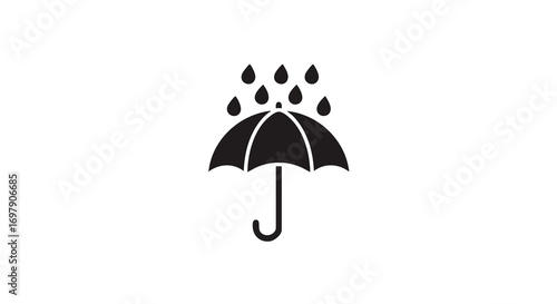A vibrant, colorful umbrella protects against the autumn rain, a classic symbol of wet weather