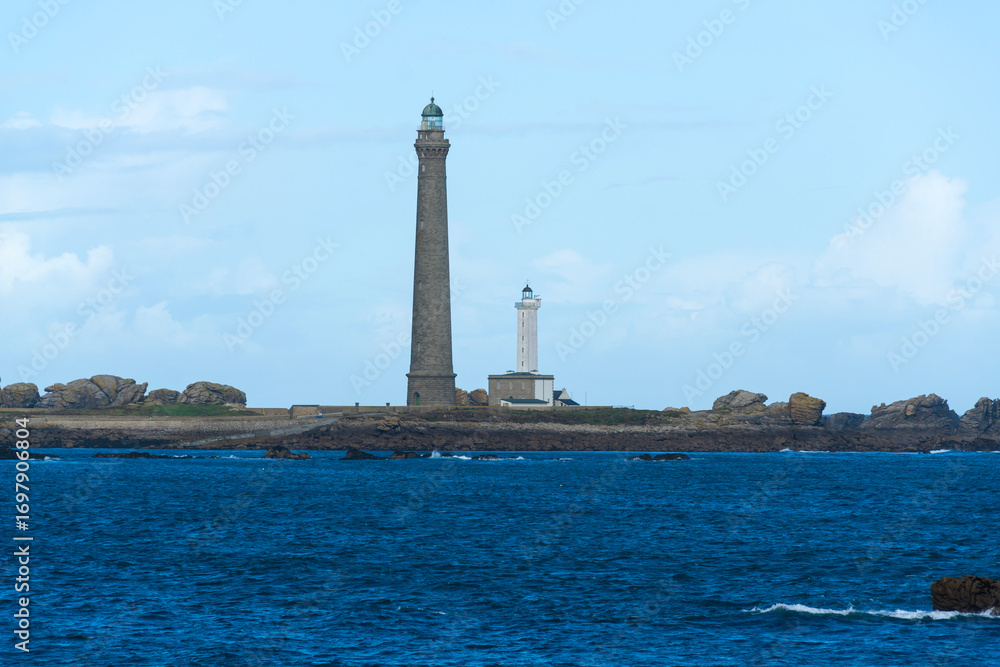 Fototapeta premium View towards Ile Vierge Lighthouse from GR34 coast path, Finistere, Brittany , France