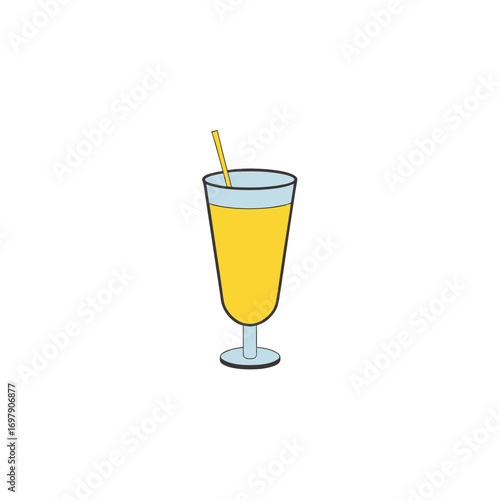 Tall glass with yellow liquid and a straw