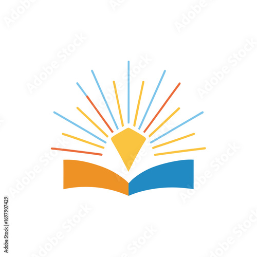 abstract wisdom rays from open book  modern design