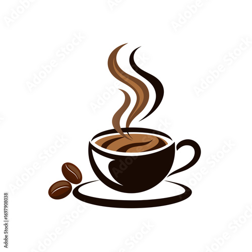 steaming hot cup of coffee with swirling steam and