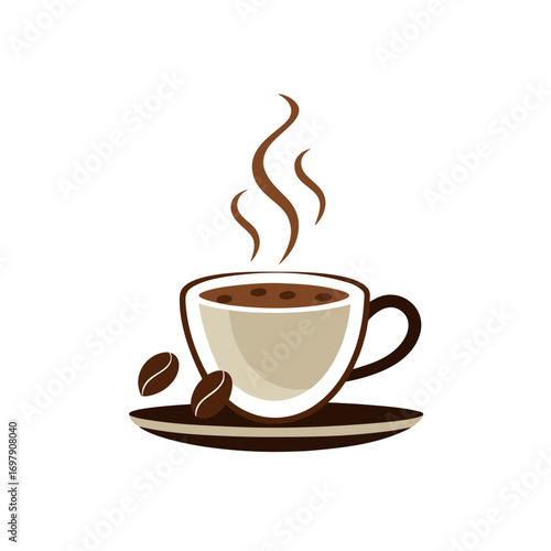 steaming hot drink in elegant cup with saucer  cof