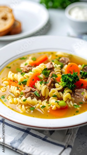 Hearty vegetable soup with pasta